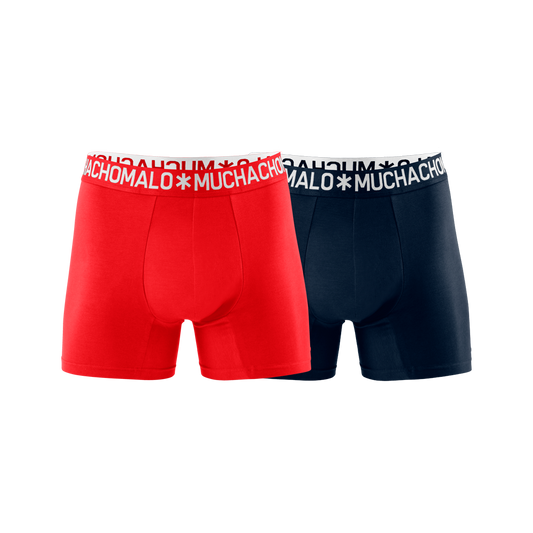 Boxer, Solid 2 pk Blå/rød Mønster